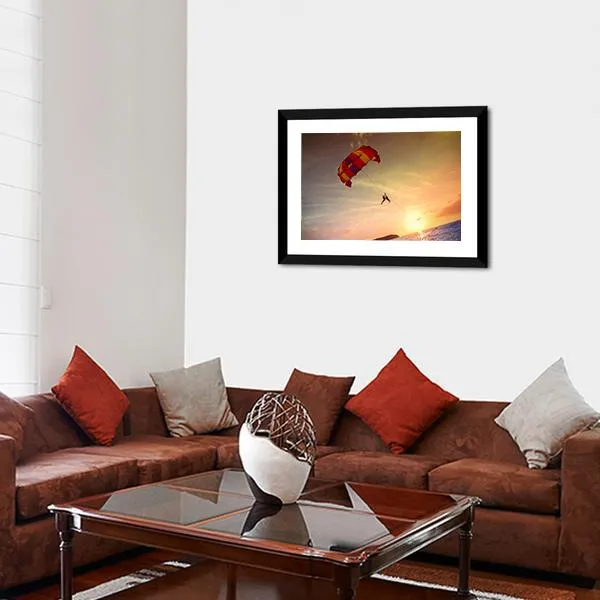 Paragliders At Sunset  Malaysia Canvas Wall Art