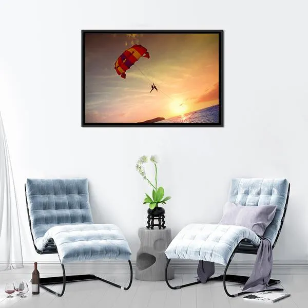Paragliders At Sunset  Malaysia Canvas Wall Art