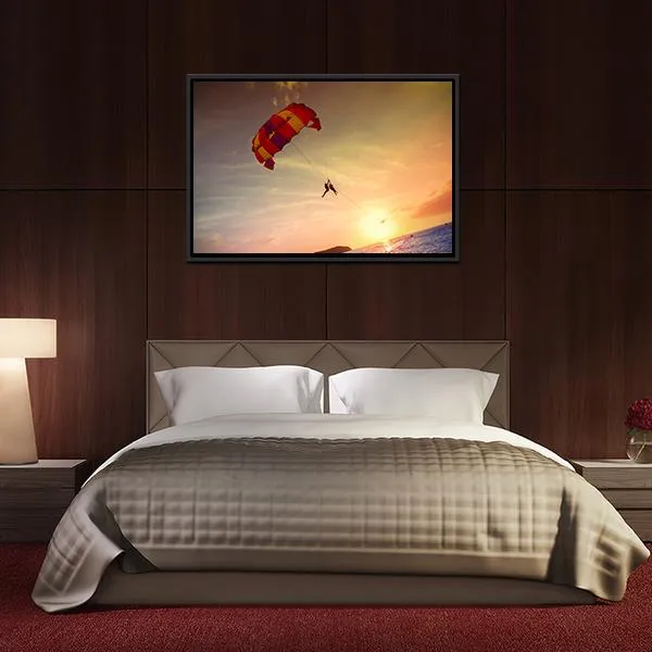 Paragliders At Sunset  Malaysia Canvas Wall Art