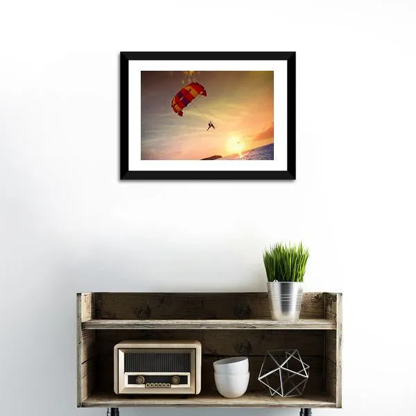 Paragliders At Sunset  Malaysia Canvas Wall Art