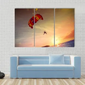 Paragliders At Sunset  Malaysia Canvas Wall Art
