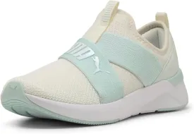 PUMA Women's Softride Harli Slip On Training Shoes, Black-White-Gold, 7.5