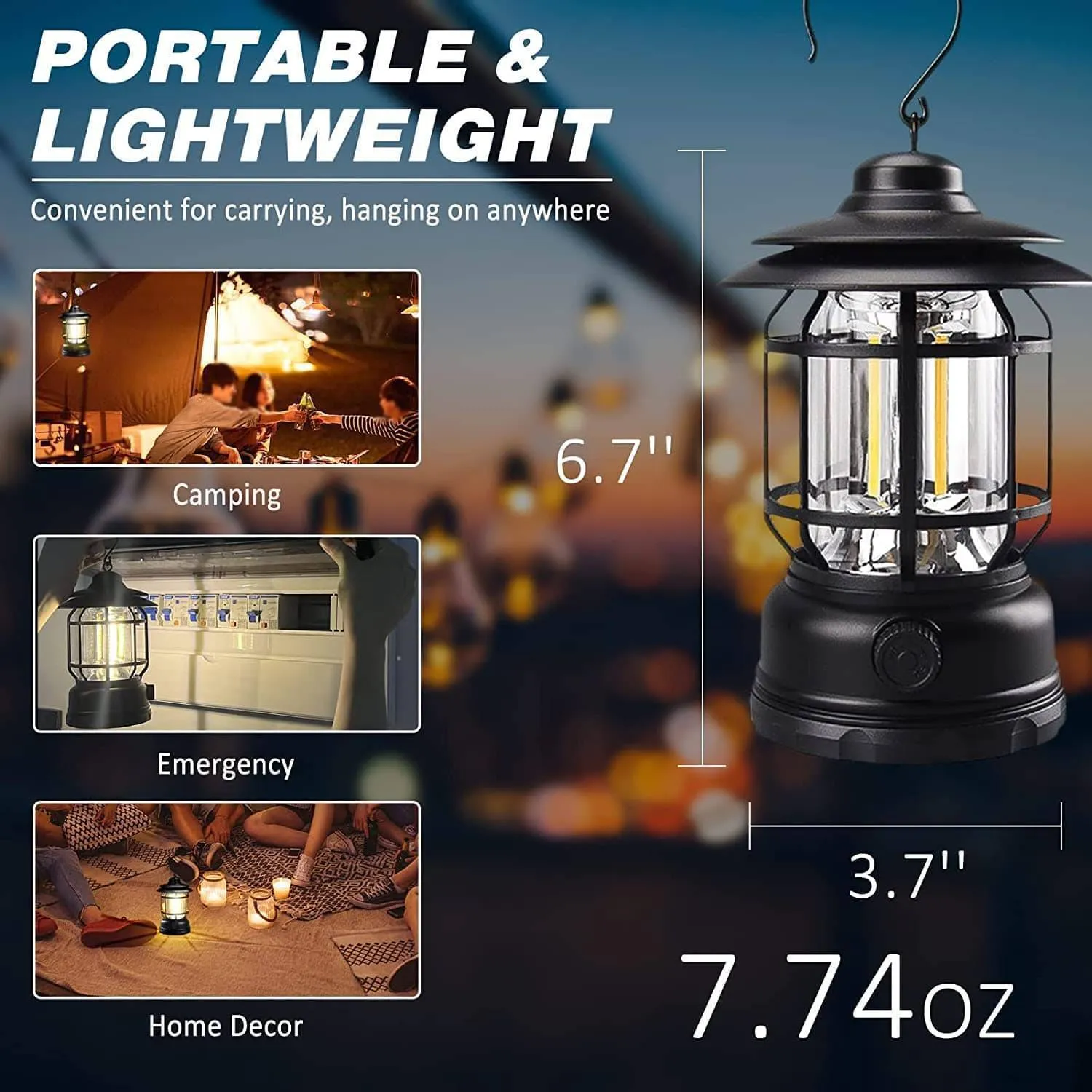 Rechargeable Stepless Dimming COB Portable Light