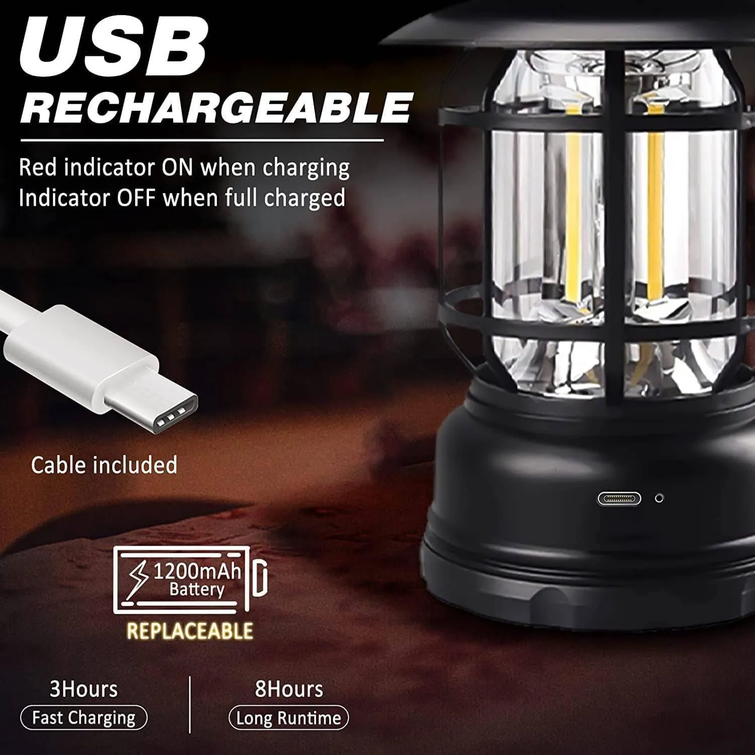 Rechargeable Stepless Dimming COB Portable Light