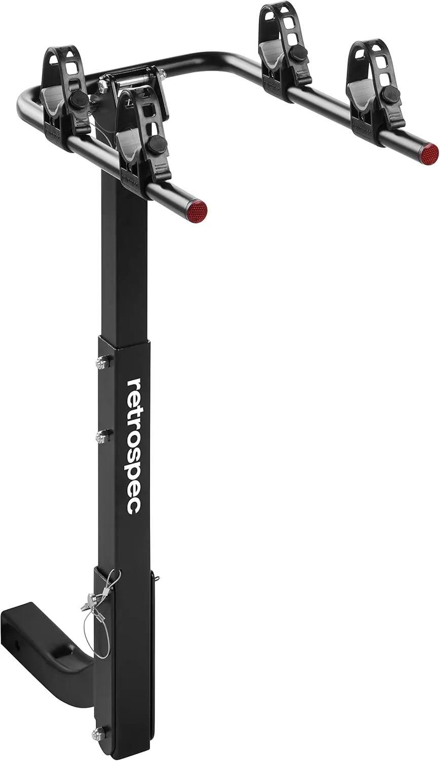 Retrospec Lenox 2-5 - Bike Hitch Rack for Cars, Trucks, SUVs with 2 Hitch | Foldable Steel Frame with Anti-Rattle Adapter, Tie Down Cradles and Straps - Fits Most Frames