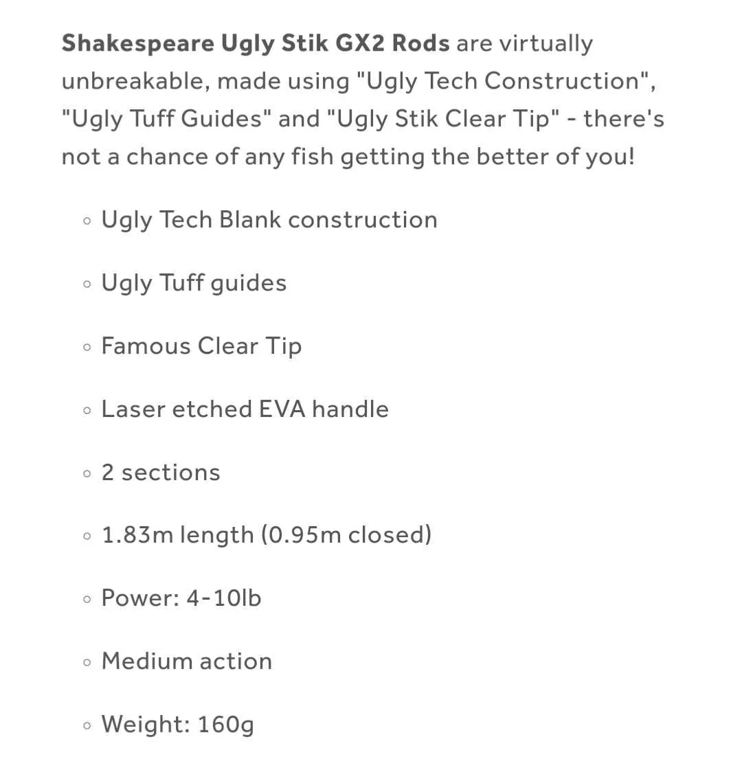 Shakespeare Ugly Stick GX2 6ft Rod