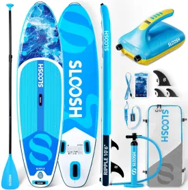 SLOOSH Inflatable SUP & Electric Pump Bundle  10'6" Paddle Board with Premium Accessories, Non-Slip EVA Deck, 20 PSI Dual-Stage Pump for Fast Inflation, Perfect for Youth & Adults of All Skill Levels