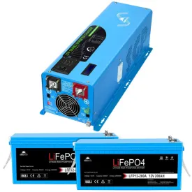 Sungold Power 4000W DC 12V Pure Sine Wave Inverter Charger WIth Two 12V 200AH Battery
