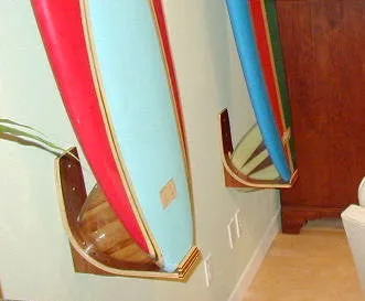 Surfboard Wall Rack VERTICAL Longboard - Hawaiian Gun Rack BLONDE
