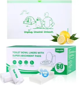 Toilet Liners with Absorbent Pads, Universal Fit, Disposable Toilet Bags, Camping-Inspired Design, Ideal for Home, Boat or Camping WC, Dry Flush Ready, Emergency Use, Tear-Free