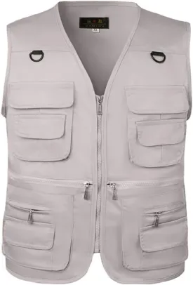 TOLOER Men's Summer Fishing Vest Multi Pockets Casual Vests Waterproof Quick Dry Outdoor Mountain Photography