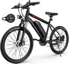 TotGuard Electric Bike, Electric Bike for Adults, 26" Ebike 500W Peak Motor, 19.8MPH Electric Mountain Bike with 374.4WH Removable Battery, Up to 50 Miles, Front Suspension Fork, 21 Speeds, UL 2849