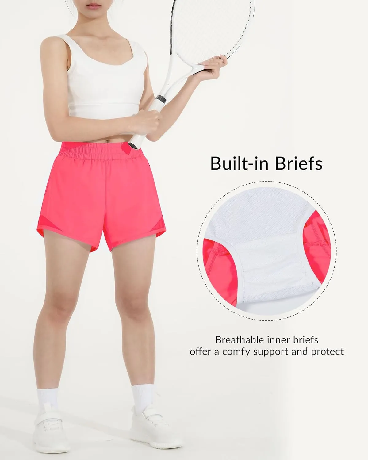 Witwot Girls Athletic Shorts for Teens Kids Running Soccer Shorts Light Weight Sports Active Shorts with Zip Pocket