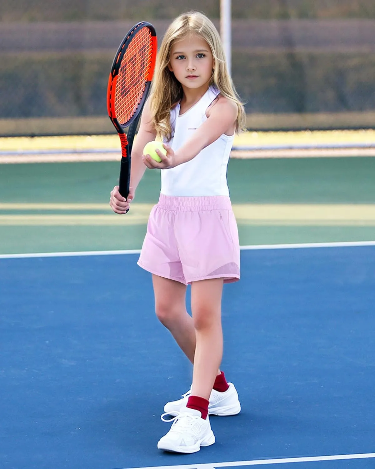 Witwot Girls Athletic Shorts for Teens Kids Running Soccer Shorts Light Weight Sports Active Shorts with Zip Pocket