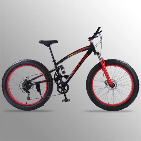 wolf's fang bicycle fat bike 26"X 4.0  mountain bike 21 speed fat Bike road bicycles Front and Rear Mechanical Disc Brake