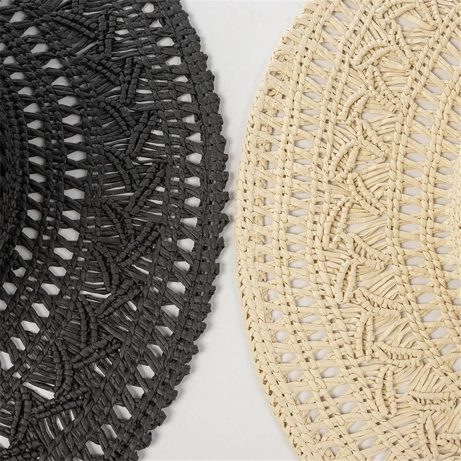 WomenS Fashion Casual Hand Woven Hollow Pattern Straw Hat Spring Summer Ladies Wide Brim Jazz Hat Outdoor Sun Caps