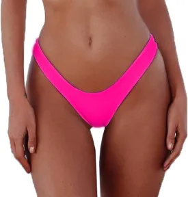 Women's Sexy Cheeky Brazilian Cut Bikini Bottom Solid Low Rise High Leg Thong Swimsuit Bottom